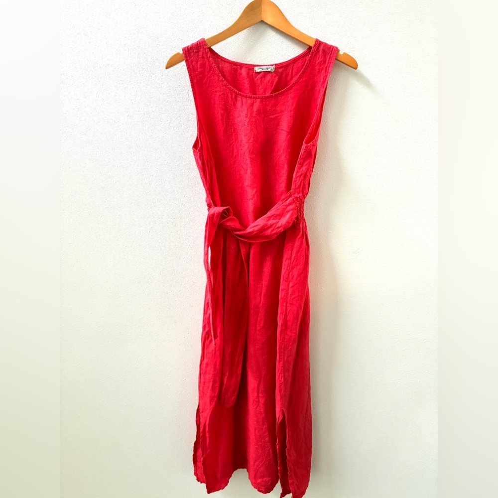 Lungo L’Arno Made in Italy Red Linen Midi/Maxi Dress (Sm)